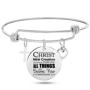 Bible Scripture Charm Bracelet 2 Cor 5:17